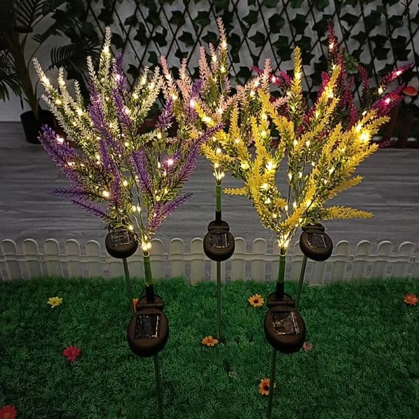 Solar Lavender Outside Garden Lawn Light IP65 Waterproof Solar Flowers 2025 Pathway Light for new Patio Yard Wedding Holiday Decoration