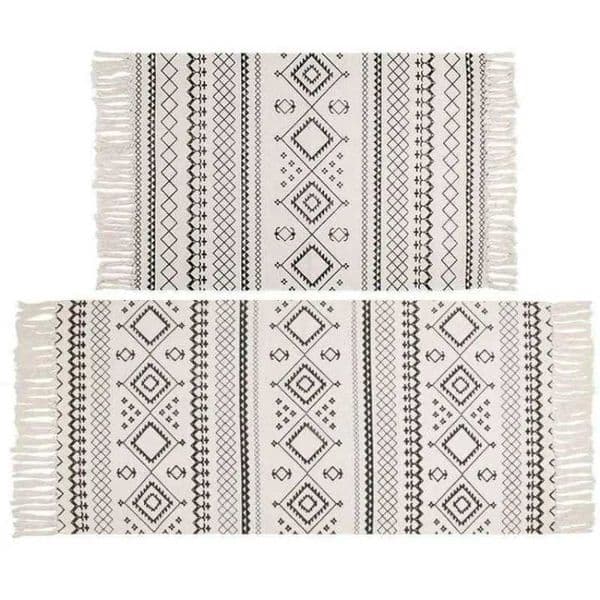 Nordic Cotton and Linen Knit Rug Ethnic Style Carpet Tassel Small Rug Bedroom Kitchen Rugs Mat Boho Washable Home DecorationXJ241101