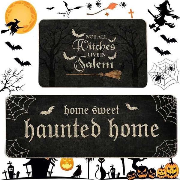 Halloween Rugs Witch Skeleton Pumpkin Carpets Kitchen Bathroom Mats Gothic Rug Floor Mat for Halloween Home Bathroom DecorationXJ241101