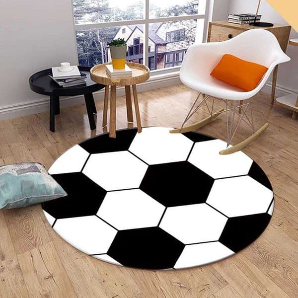 Round Ball Rug Football Basketball Childrens Bedroom Living Room Mat Computer Chair Polyester Floor ModeXJ241101