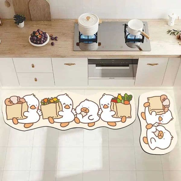 Cartoon Kitchen Carpet Absorbent Non-slip Bathroom Floor Mats Irregular Duck Long Rugs for Living Room Balcony MatalfombraXJ241101