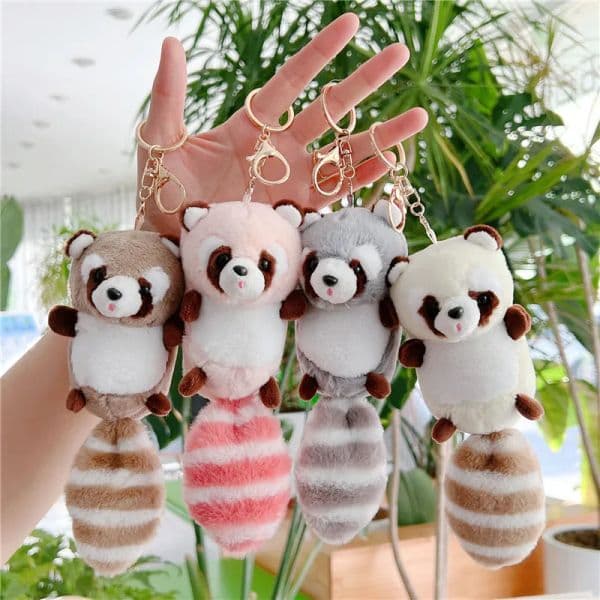Raccoon Plush Pendant Soft Key chain Boys And Girls Bag Accessories Doll Machine Doll Birthday Gift Plush Toy