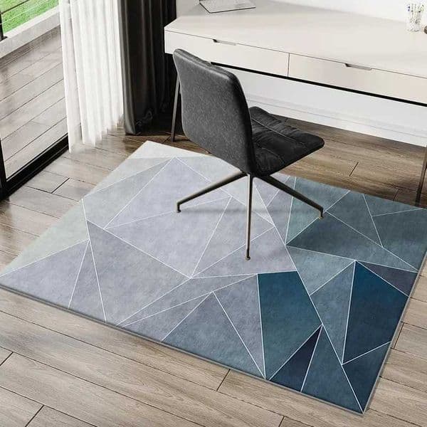 VIKAMA Study Office Computer Desk Geometric Carpet E-Sports Chair Non-Slip Mat Bedroom Rectangular Crystal Velvet Foot MatXJ241101