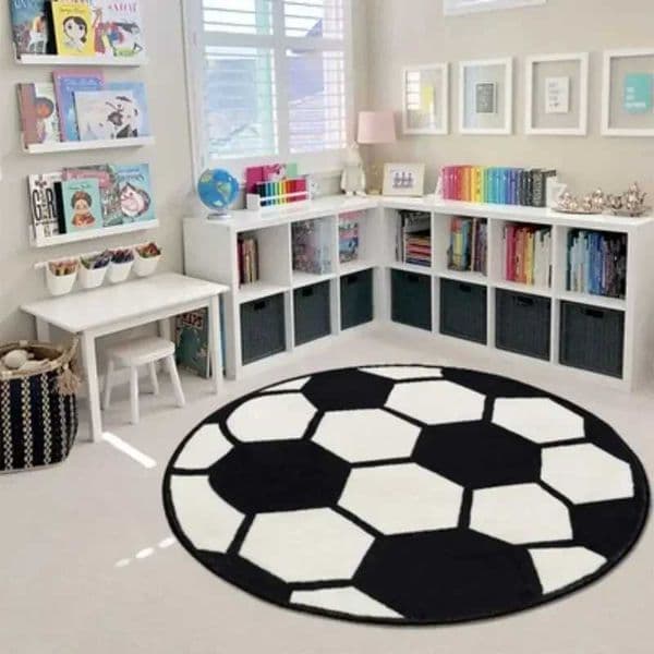 Imitation Cashmere Round Floor Mat Football Small Carpet Baby Room Bedroom Living Room Bathroom Carpet Children Crawling MatXJ241101