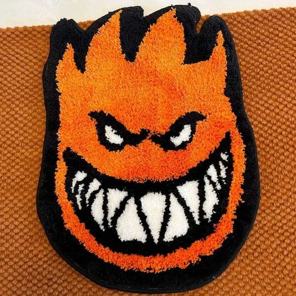 Orange Fire Man Flocking Rug Bathroom Mat Soft Bedside Foot Carpet Rug Floor Pad Bedroom Doormat Aesthetic Home Room Tidy DecorXJ241101