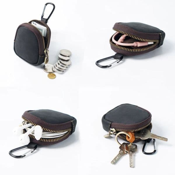 Original Japanese Youth 2025 new Coin Bag Cowhide Small Purse Coin Purse Zipper Shell Bag Bluetooth Headset Bag Key Bag