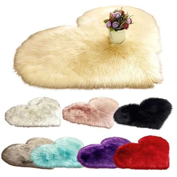 1*1.3FT Plush Heart-Shaped Carpet Bedroom Living Room Girl Non-Slip Floor Mat Small Carpet 30*40cm Home Dcor Textile RugsXJ241101