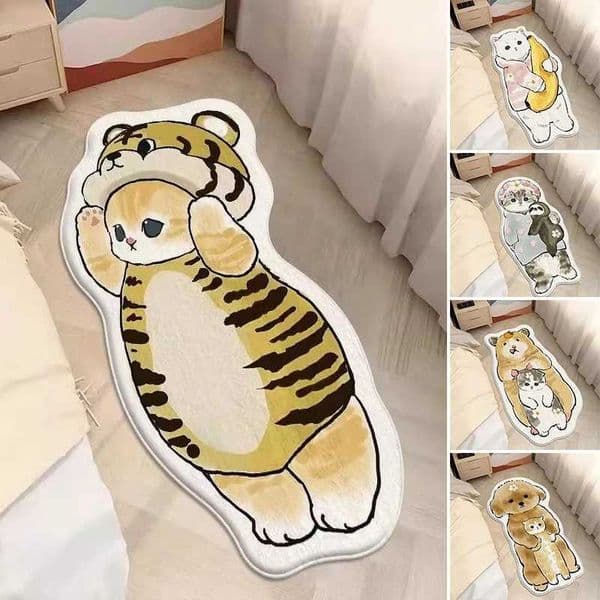Kawaii Bedroom Mats Cartoon Cat Bedside Rug Non-slip FLoor Mat for Living Room Bedroom Entrance Doormat Home DecorXJ241101