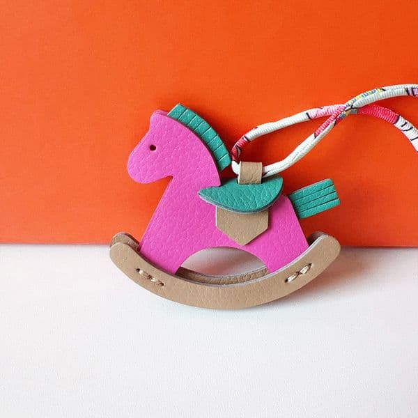Mini rocking horse bag New sheepskin hand-sewn creative cute pony pendant Car rearview mirror charm keychain