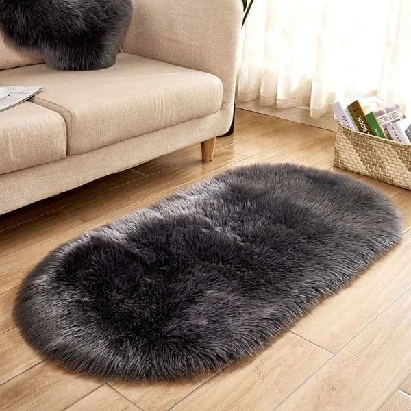 Luxury Faux Fur Rug Large Soft Plush Fluffy Black and White Velvet Rug for Living Room Bedroom Decorative RugXJ241101