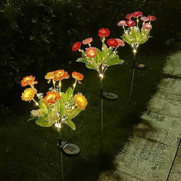 7-head solar orchid rose lamp outdoor waterproof garden landscape lamp outdoor lawn home decoration flower night lamp X241102