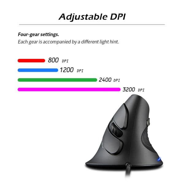 ZELOTES T-30 Mouse Wired Optical Mouse Vertical Mouse USB Wired Gaming Mouse 6 Keys Ergonomic Mice with 3200 DPI for PC Laptop