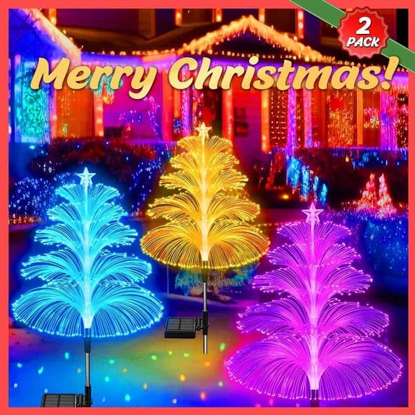2/4/6 solar outdoor Christmas decorations 7 color changing solar Christmas tree lights used for garden courtyard road Christmas decoration X241102