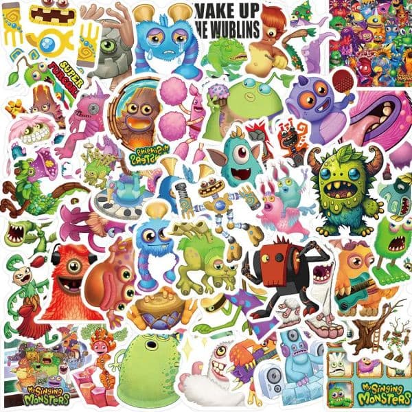50PCS Game My Singing Monster Stickers Aesthetic Vinyl Waterproof Sticker for Laptop,Guitar,Skateboard,Luggage Decals