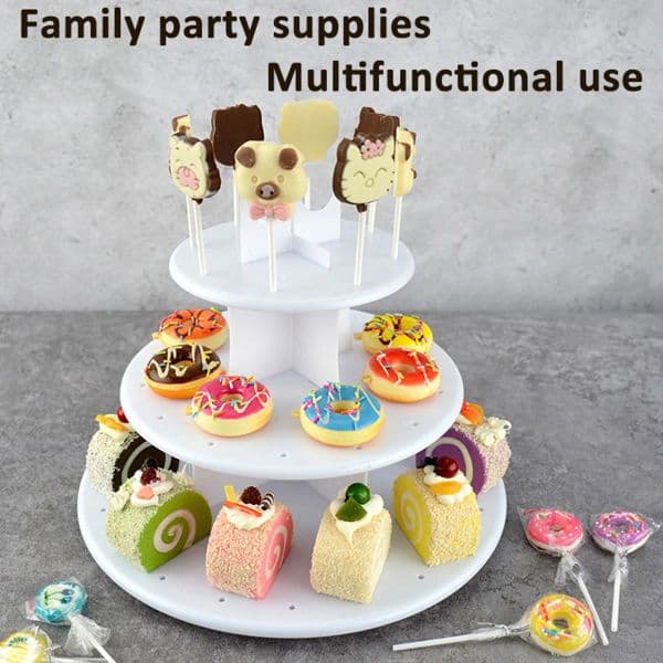 Lollipop Holder 3 Layers 42 Holes Lollipop Display Rack Dessert White Plastic Cake Pop Display Stand Decorative Dessert Tower