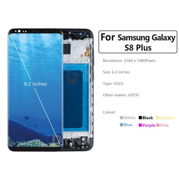 100% Tested 6.2" For Samsung Galaxy S8 plus S8+ LCD Display Touch panel Digitizer G955 G955F G955FD G955F G955 Screen With Frame