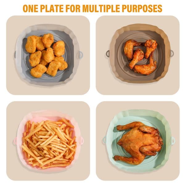 Air Fryers Oven Baking Tray Silicone Fried Chicken Basket Mat Air fryer Pot Round Replacemen Grill Accessories Reusable Pan