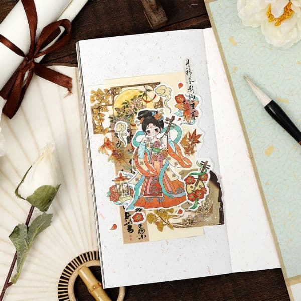 Mr. Paper Chinese Style Figure Stickers Classical Girl Decorative Hand Account Materials Stickers Stationery 4style