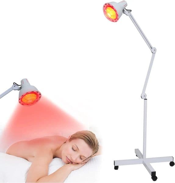 Red Near Infrared Heat Lamp with Wheels, Floor Heating Lamp, Relieve Joint and Muscle Pain, Height and Angle Adjustable, 150W