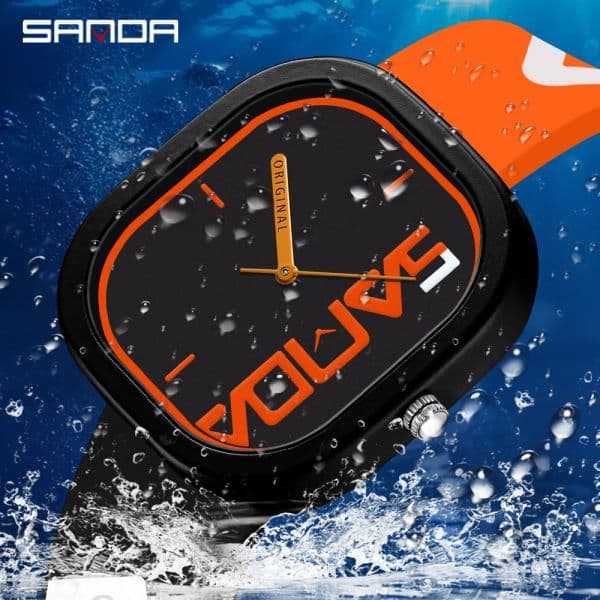 SANDA Quartz Watch For Man Luxury Sport Waterproof Clock Simple Design Men's Wristwatch Silicone Strap Watches Mens Reloj Hombre