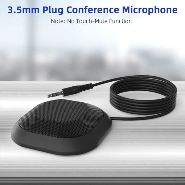Portable 3.5mm Plug Conference Microphone 360° Omnidirectional Condenser PC Mic Plug & Play Small Microphone for PC Laptop