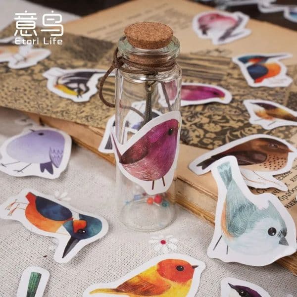 46 Pcs Kawaii Birds Stationery Stickers Vintage Label Travel Stickers Decorations Scrapbooking Diary Albums Journaling