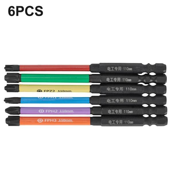 6pcs 110mm Special Cross Screwdriver Bit Set Magnetic Batch Head FPH FPZ Alloy Steel Screw Driver For Socket Switch Power Tools