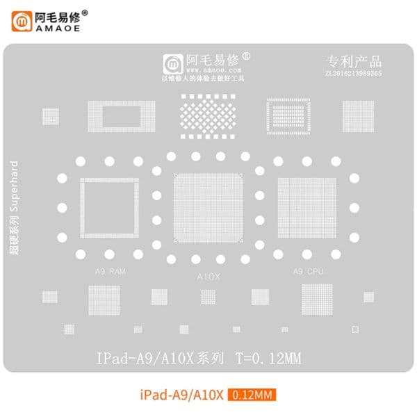 Amaoe BGA Reballing Stencil For Ipad 2 3 4 5 6 Air Mini Pro 12.9 10.5 9.7 A14 A9 A10X A12 A12X CPU Nand Power RAM Audio IC Chip