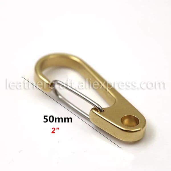 1x Pure Brass Curtain Clasp Split Key Ring Hook Chain Loop Key Ring Keychain Strap Wallet Bag Leather Belt Hooks 1" 1-1/4" 2"