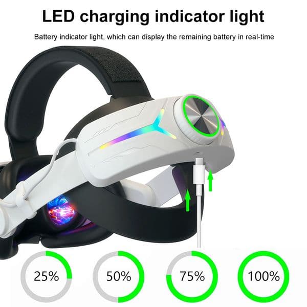 VR Glasses Strap For Meta Quest 3 Head Strap Adjustable with 8000mAh Rechargeable RGB Comfort Sponge Virtual Glasses Headwear