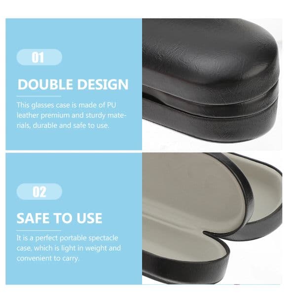 Two Pairs Glasses Case Metallic Sunglasses Dual Eyeglass Holder Double Use Box Flocking Cloth Hard Shell Travel