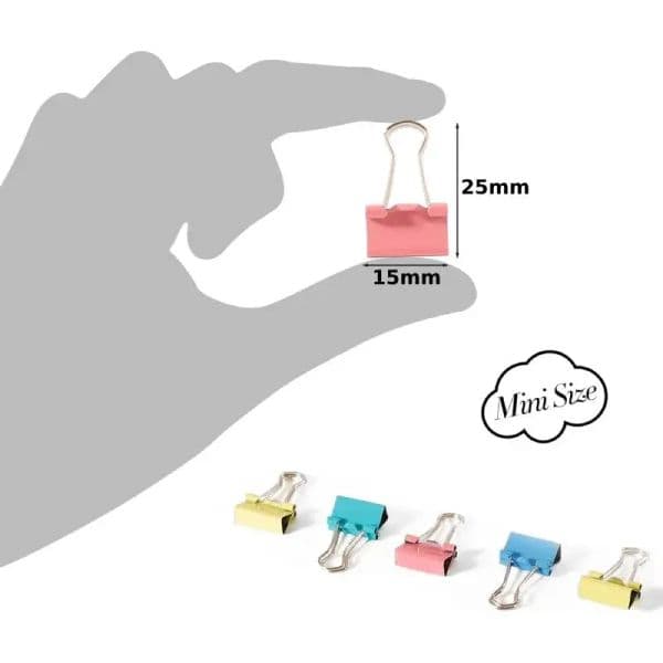 60pcs Mini Binder Clips Color Binder Clip Small Paper Clip 15mm 5/8 Inch Micro Size Office Clips for Home School Office Business
