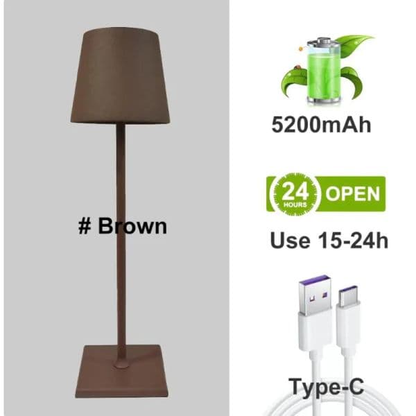 5200mAh Creative Office Restaurant Bar Table Rechargeable Study Reading Touch Led Desk Light Lamp Usb Charging Port Cordless