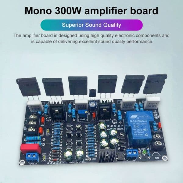 100/200/300W Mono Power Amplifier 1943 + 5200 Mono HIFI Audio Amplifier Finished Board Digital Sound Amplifier Module Board Kit