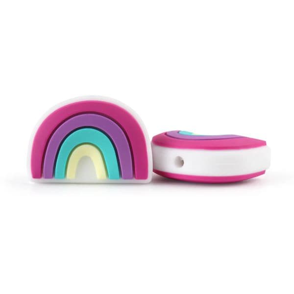2Pcs Rainbow Silicone Beads Pacifier Clip Baby Teething Toys Necklace Food Grade BPA Free 2025 Pacifier new Chain Holder Accessories