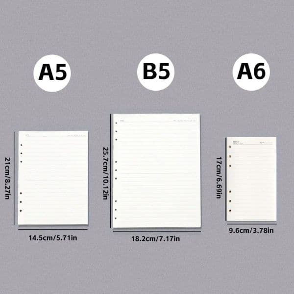 A5 A6 Loose Leaf Notebook Refill 60 Sheets Spiral Binder Inner Page Grid Blank Line Diary Agenda Planner School Office Supplies