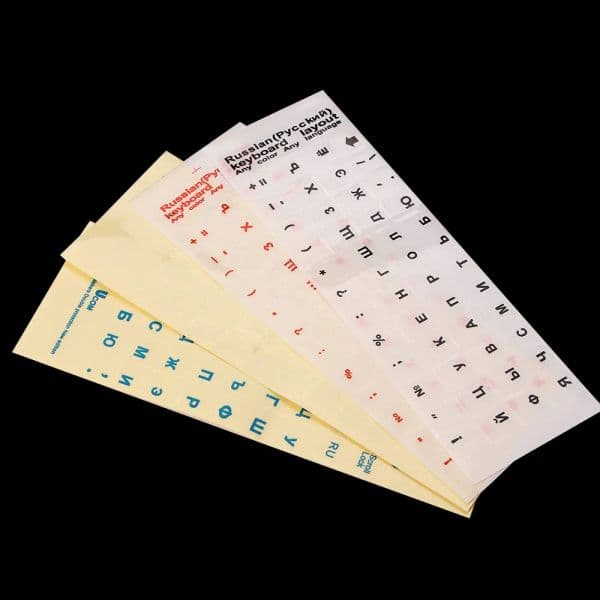 1PCs Russian Transparent Keyboard Stickers Russia Layout Alphabet Black White Label Letters for Notebook Computer PC Laptop
