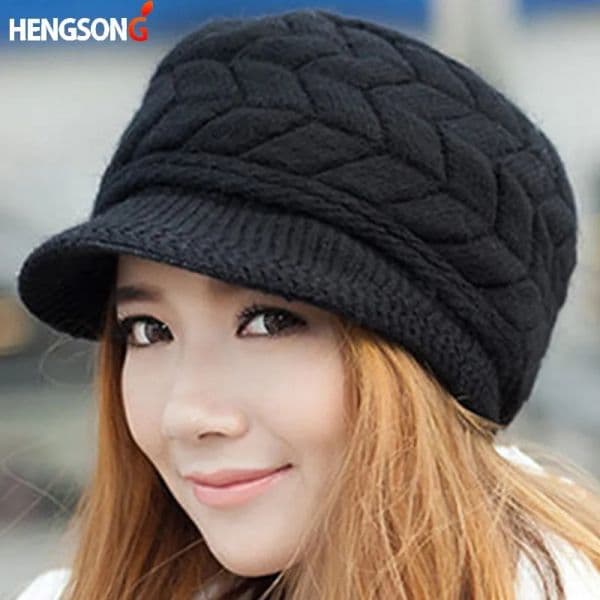 Winter Women Hat Wide Brim Keep Warm Cap Knitted Hats Female Soft High Elastic Warm Caps Beanies Girl Cap Solid Color 11ca3