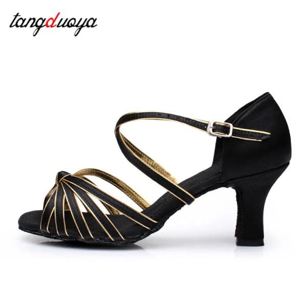 New Women Latin Dance Shoes Ballroom Tango Dancing Shoes For Women Ladies Girl Satin 5/7cm heeled Party Dance Sandals wholesale