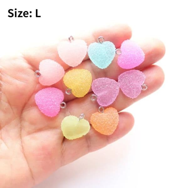 30pcs Sweet Soft Candy Charm Colorful Jelly Sugar Heart Star Candy Pendant DIY Jewelry Necklace Bracelet Earring Keychain Making