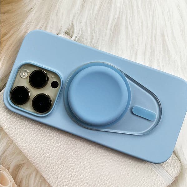 Cute Oval Magnetic Base Silicone Grip Bracket For iPhone 12 13 14 15 Pro Max Finger Stand Holder