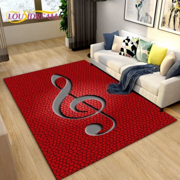 3D Creative Music Notes Area Rug Large,Carpet Rug for Living Room Bedroom Sofa,Kitchen Bathroom Doormat Non-slip Floor Mat Gifts