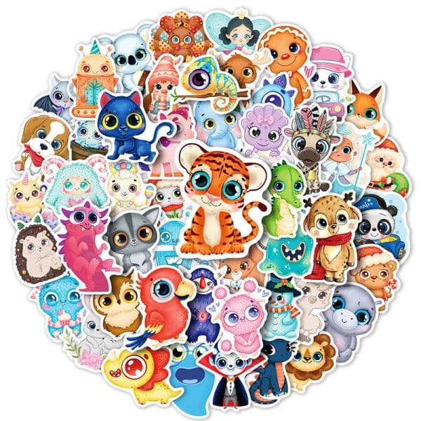 50 Pcs Animal Sticker Waterproof For Water Bottles Cars Laptop Phones Luggage Skateboard Gift For Adults Kids And Teens