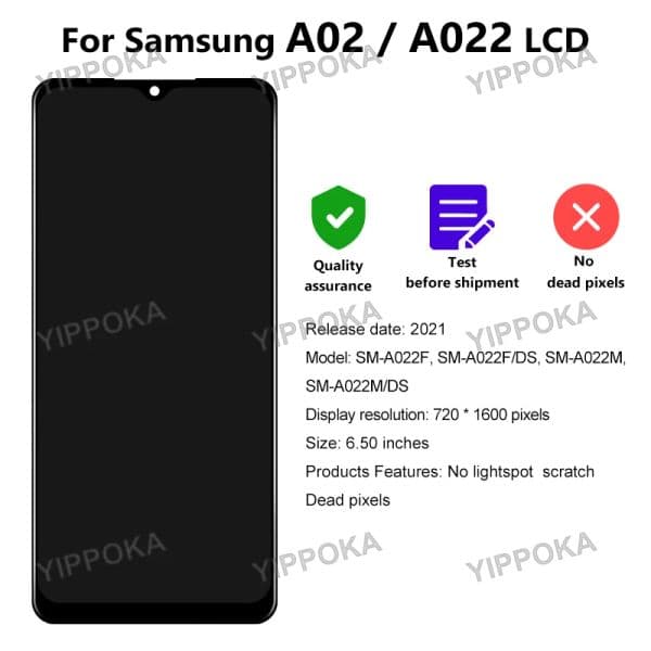 6.5" For Samsung Galaxy A02 Display SM-A022F/DS SM-A022M SM-A022M/DS LCD Touch Screen Digitizer Assembly For SM-A022F LCD Parts