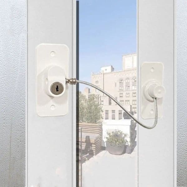 Plastic Windows Lock with Key Children Safety Windows Lock Door Safety Restrictor for Sliding Door Window Cabinet Refrigerator