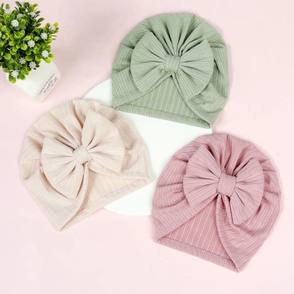 New Big Bow Soft Baby Hat Baby Girls Boys Turban Hat Newborn Infant Cap Knitted Beanies Toddler Headwraps Kids Headwear