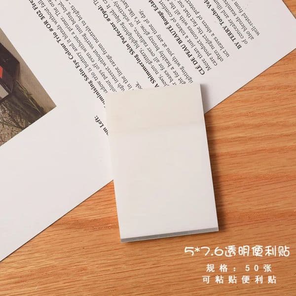 50sheets Transparent Notepad Sticky Notes Waterproof Stationery Supplies Office Accessories To Do List Bookmark Memorandum