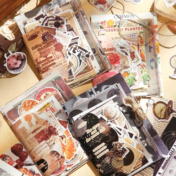 Yoofun 100pcs/lot Scrapbooking Decorative Material Pack Includes Sticker Material Paper Rope Special-shaped Card Journal diy