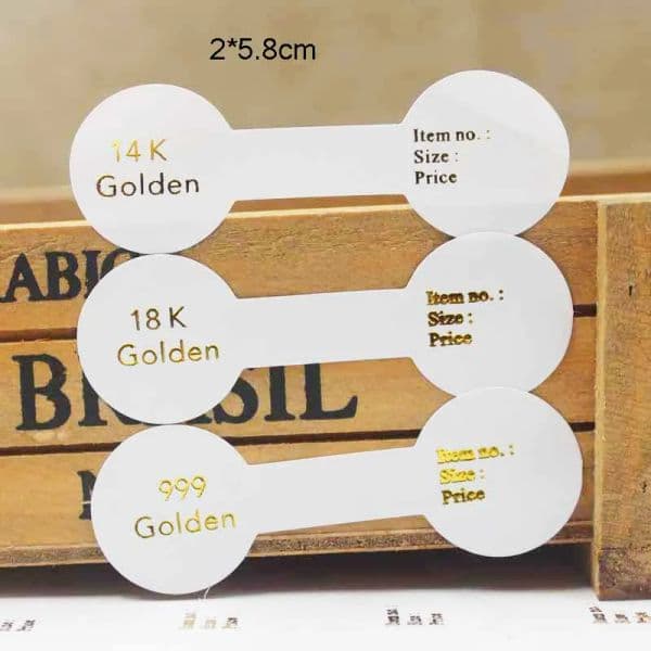 100PCS multi style ring folded labels white/kraft handmade with love ring price labels jewelry tag sticker labels 6*1.2cm