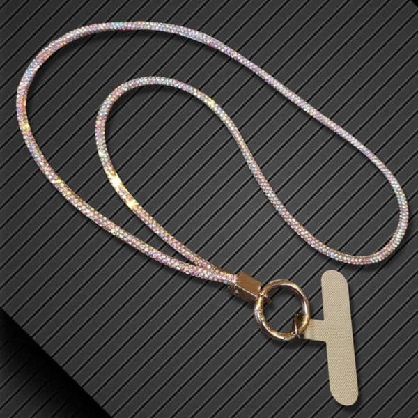 Luxury Phone Wrist Strap Women's Full Diamond Pendant Clip Style Pendant Mobile Phone Strap Long Neck Strap Anti Loss Sling